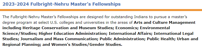 Fullbright-Nehru Master’s Scholarships