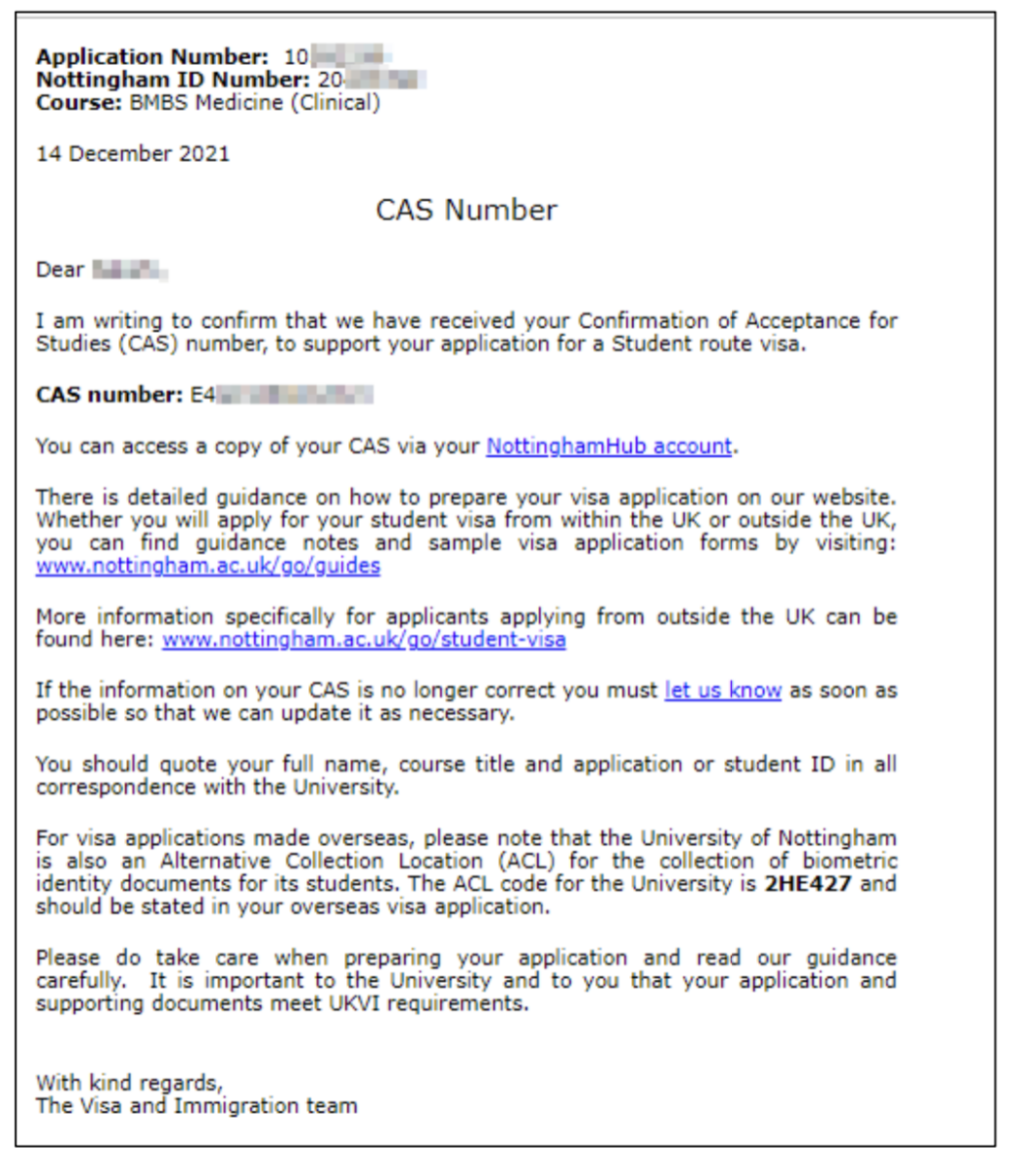 CAS letter processing time and procedure 