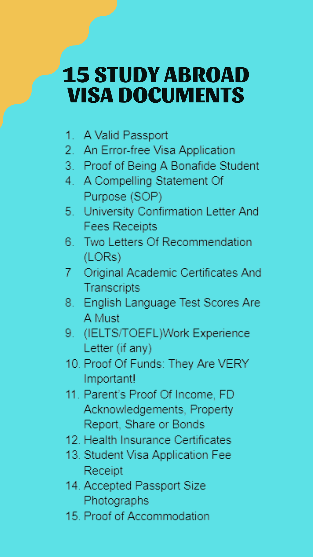 Documents you need to show to get a student visa without an IELTS score for USA universities