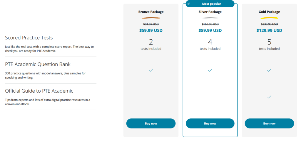 PTE preparation packages