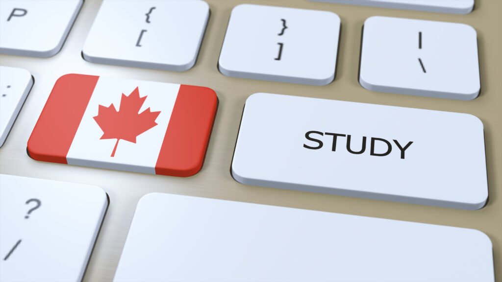 Canada Study in Country Concept. Flag and Text 3D Illustration