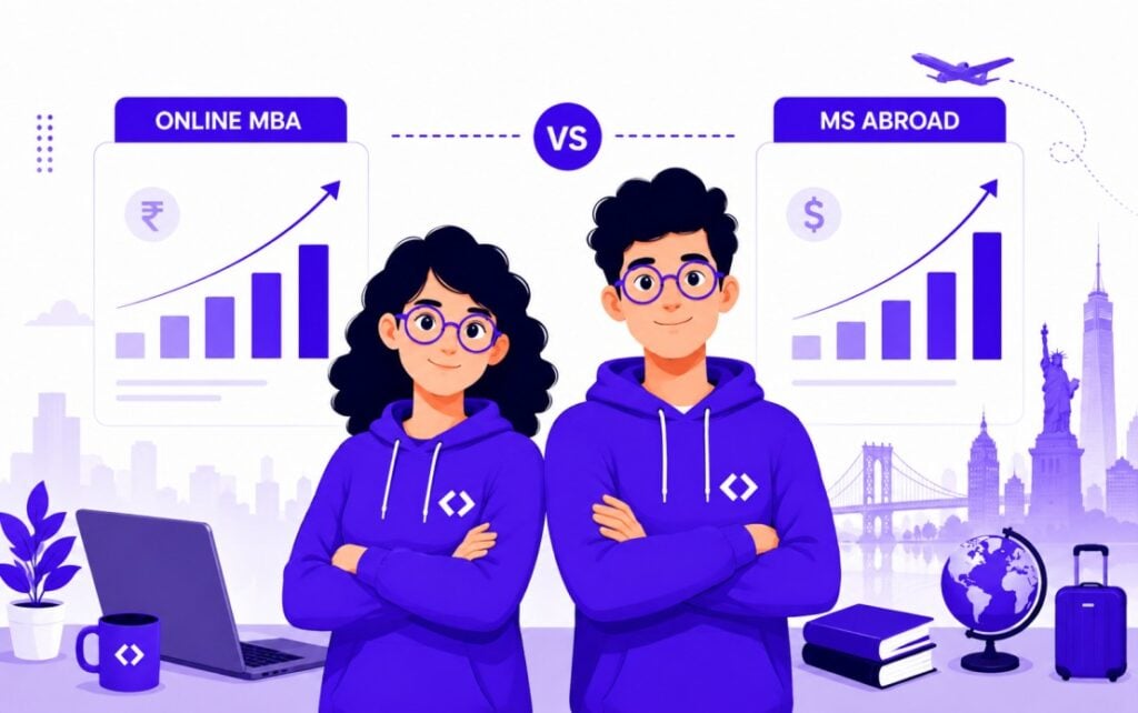 online MBA vs MS abroad salary comparison
