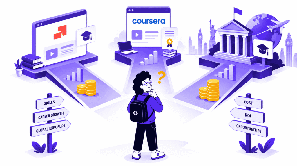 upGrad vs Coursera vs MS Abroad