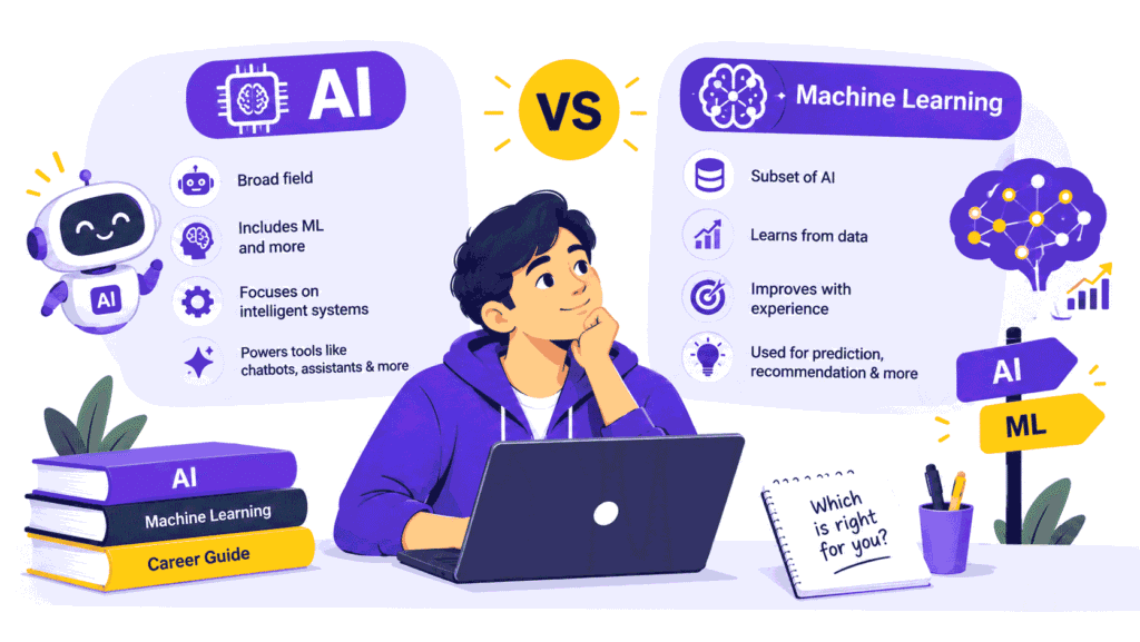 Image showing difference between ai and machine learning