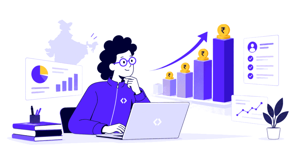 Graphic depicting data scientist salary dashboard.