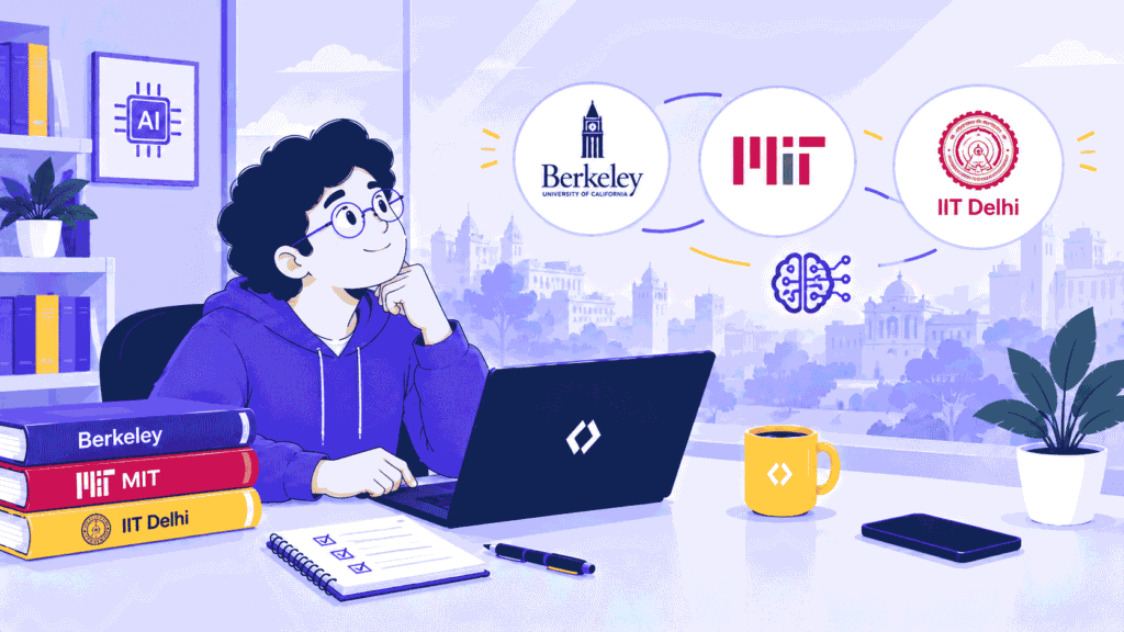 Student exploring Emeritus AI courses in 2026, featuring programs from Berkeley, MIT, and IIT Delhi.