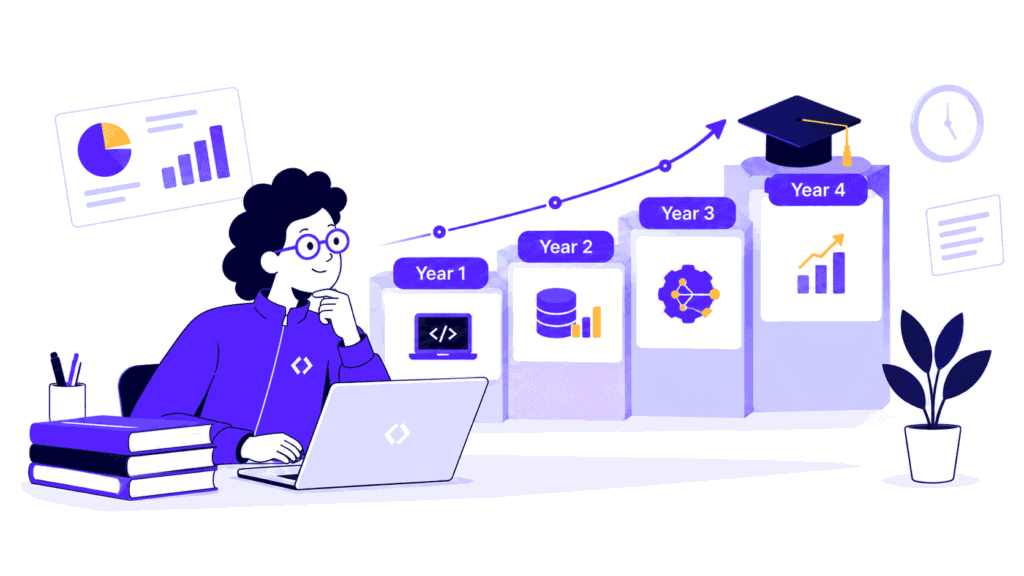 Graphic illustrating year wise learning journey