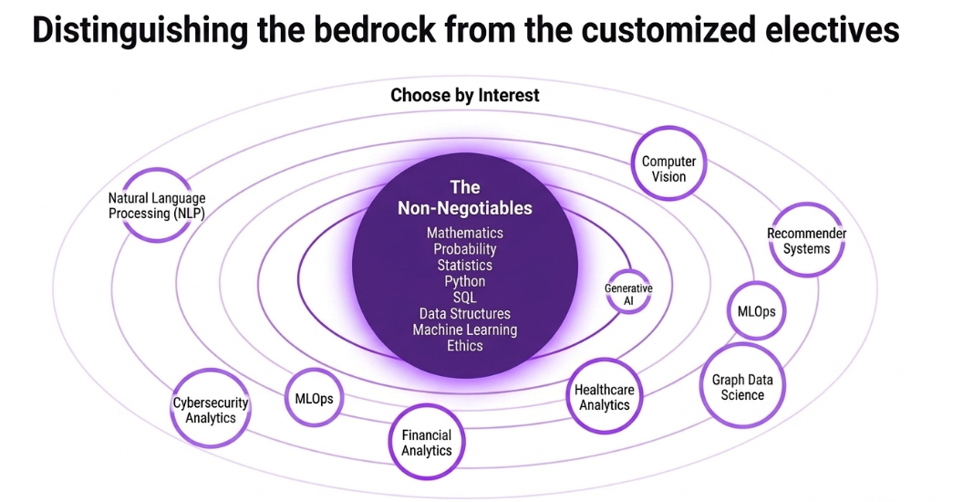 Image distinguishing the bedrock from the customized electives.