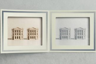 A minimal editorial cover image showing two university buildings with similar classical architecture placed side by side in a clean open space, both appearing almost identical in structure and scale, but one building is subtly more refined with sharper details and better lighting while the other looks slightly muted, soft natural daylight, neutral tones (white, beige, light grey), no people, no text, no clutter, ultra-realistic photography style, strong symmetry with a slight visual contrast, wide cinematic composition.